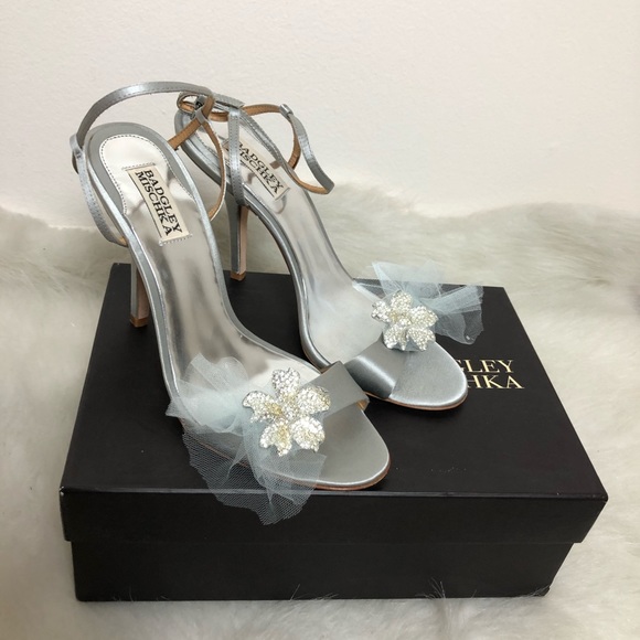 Badgley Mischka Rafaela Evening Flower Mesh Heels - Picture 3 of 10